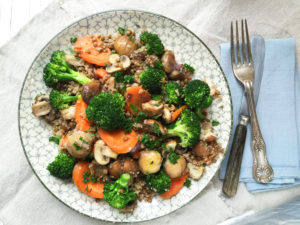 Quinoa en linzen met broccoli 
